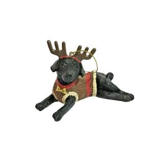 Black Labrador Dog Christmas Sweater Antlers Christmas Tree Ornament-NWT